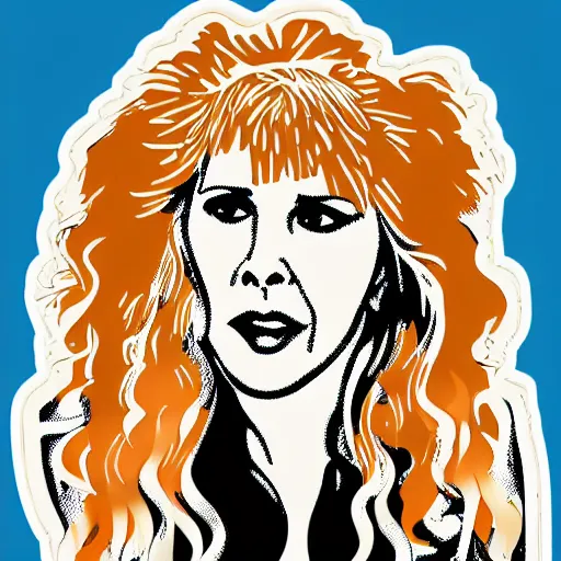 Image similar to stevie nicks playing guitar and singing, sticker - art, svg vector, adobe - illustrator