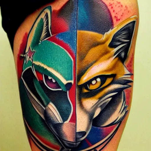 Image similar to an amazing tattoo of star fox