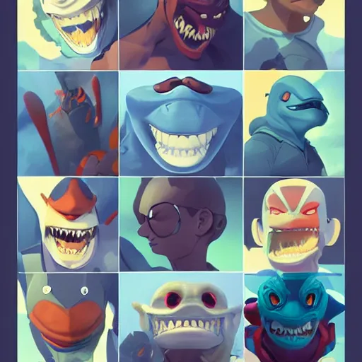 Image similar to face icon stylized minimalist street sharks, loftis, cory behance hd by jesper ejsing, by rhads, makoto shinkai and lois van baarle, ilya kuvshinov, rossdraws global illumination