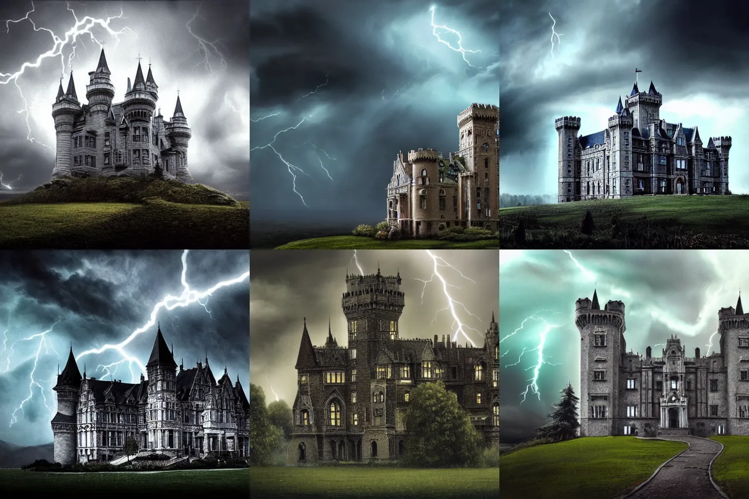 Image similar to A extremely highly detailed majestic hi-res beautiful, highly detailed painting of a white brick immaculate castle in black scary storm clouds high detail,ethereal, dramatic lightning, rim light, hyperrealistic, photorealistic, octante render, elegant, cinematic, high textures, hyper sharp, 8k, insanely detailed and intricate, graphic design, cinematic atmosphere, hypermaximalist, hyper realistic, super detailed, 4k HDR hyper realistic high quality by Michelangelo Merisi da Caravaggio,