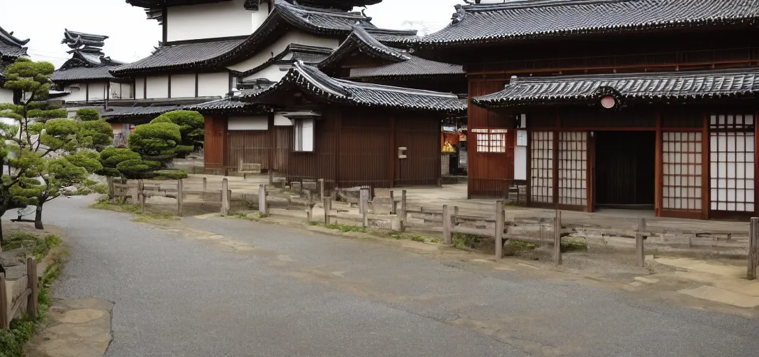 Prompt: a large japanese village in the edo period filled with the character neco-arc