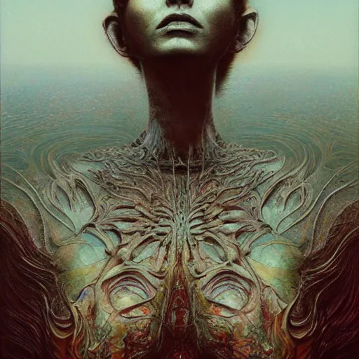 Image similar to queen of jupiter by zdzisław beksinski, iris van herpen, craig mullins. highly detailed, hyper - real, beautiful