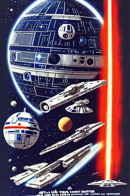 Image similar to star wars, space, spaceship, ussr poster, art by grewski