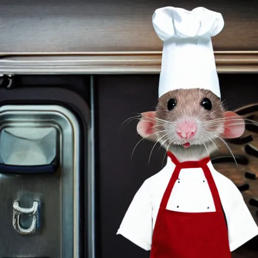 Prompt: rat wearing a chef's hat