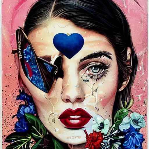 Prompt: a tarot card of romance by Sandra Chevrier