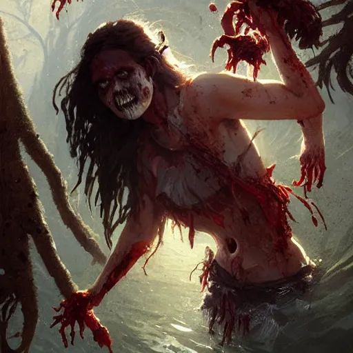 Image similar to zombie moana geog darrow greg rutkowski