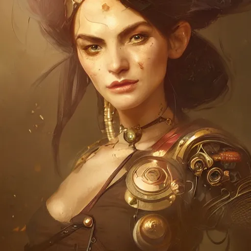 Image similar to a beautiful portrait of a steampunk goddess by greg rutkowski and raymond swanland, trending on artstation, ultra realistic digital art