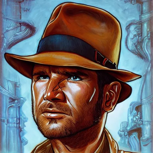 Image similar to indiana jones portrait by james jean