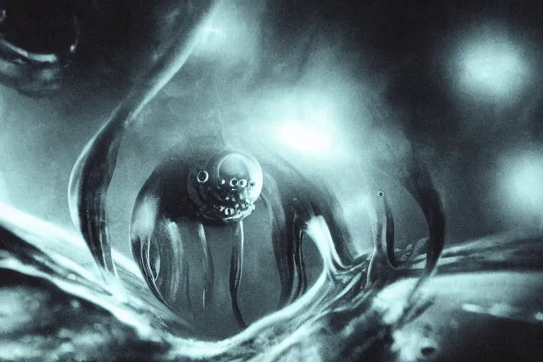 Prompt: 2 0 0 0 s footage of a void monster, urban, atmospheric, psychological horror, warp, tentacles, eyes, deformed