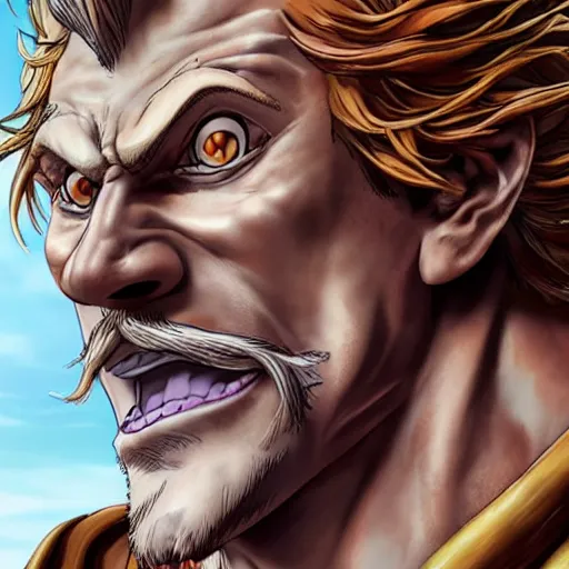 Image similar to hyperrealist highly detailed portrait of Escanor the Sin of Pride, Nanatsu No Taizai, Seven Deadly Sins, concept art pascal blanche dramatic studio lighting 8k wide angle shallow depth of field