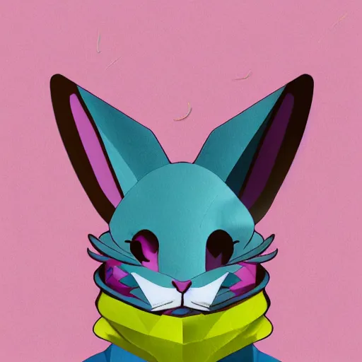 Prompt: aesthetic rabbit fursona portrait, commission of a anthropomorphic rabbit on fire, fursona wearing stylish clothes, winter armosphere, pastel simple art, low poly