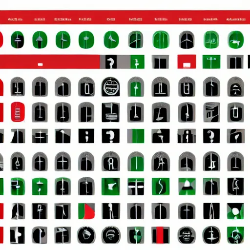 Prompt: isotype chart showing icons representing aerospace and profits over the past 50 years, mostly black and white with elements of kelly green, red, with a large title using Futura typeface