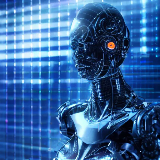 Prompt: japanese model cyborg with digital led skin, neon lighting, techno neon projector background, portrait photo, intricate details, ultra realistic, unreal engine 5, depth of field, bokeh, octane render