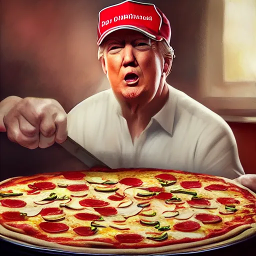 Prompt: trump making a pizza by stanley artgerm lau, wlop, rossdraws, artstation, cgsociety, concept art, cgsociety, octane render, trending on artstation, artstationhd, artstationhq, unreal engine, 4 k, 8 k,