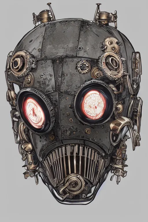 Image similar to steampunk helmet fantasy art mask robot ninja stylized digital illustration sharp focus, elegant intricate digital painting artstation concept art global illumination ray tracing advanced technology chaykin howard and campionpascale and cooke darwyn and davis jack