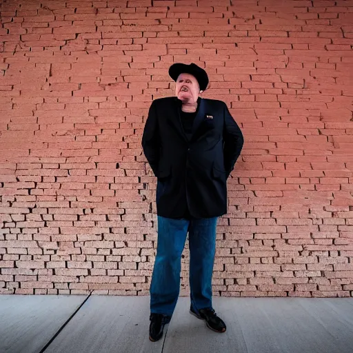 Image similar to Mike Myers (Actor/Comedian) gazing at the US-Mexican Wall, XF IQ4, f/1.4, ISO 200, 1/160s, 8K, RAW, unedited, symmetrical balance, in-frame