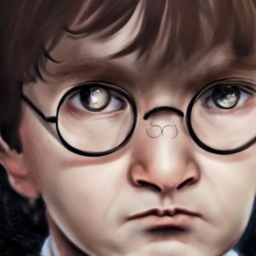 Prompt: a close up portrait of harry potter as a child, art station, highly detailed, concept art, wide angle S 357832185