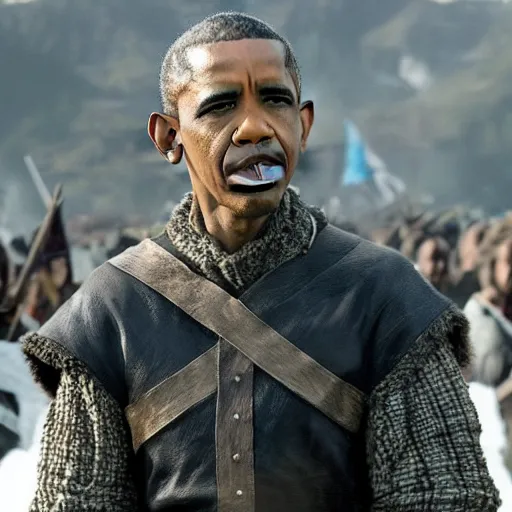 Image similar to Obama in Vikings 4K quality super realistic