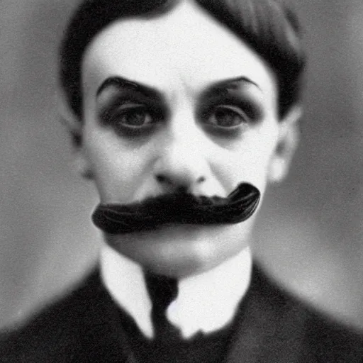 Prompt: headshot edwardian photograph of waluigi, 1 9 2 0 s, sinister, evil, realistic face, 1 9 1 0 s, grainy, victorian, soft blur