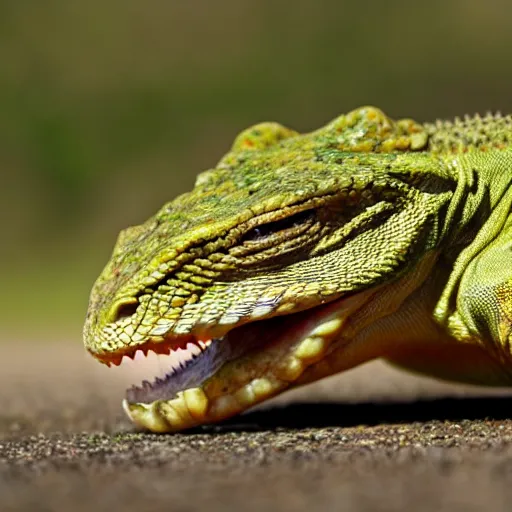 Image similar to lizard eating burger 4 k photorealistic