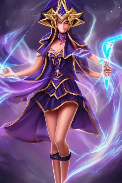 Image similar to beautiful dark magician girl, full body, mystical, ultra detailed, 4k