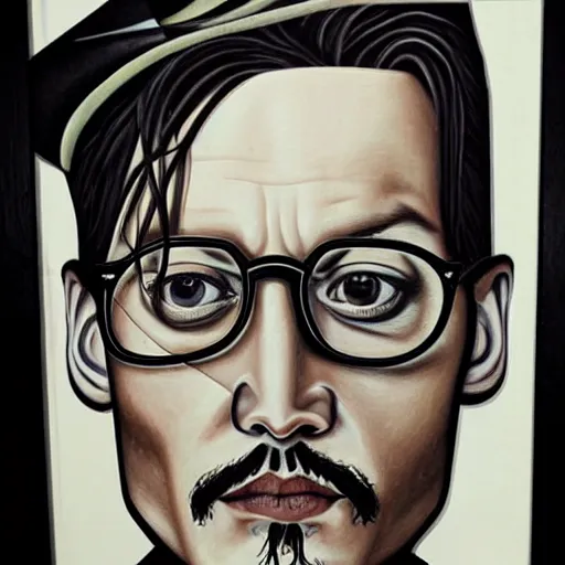 Image similar to a portrait of johnny depp by mc escher