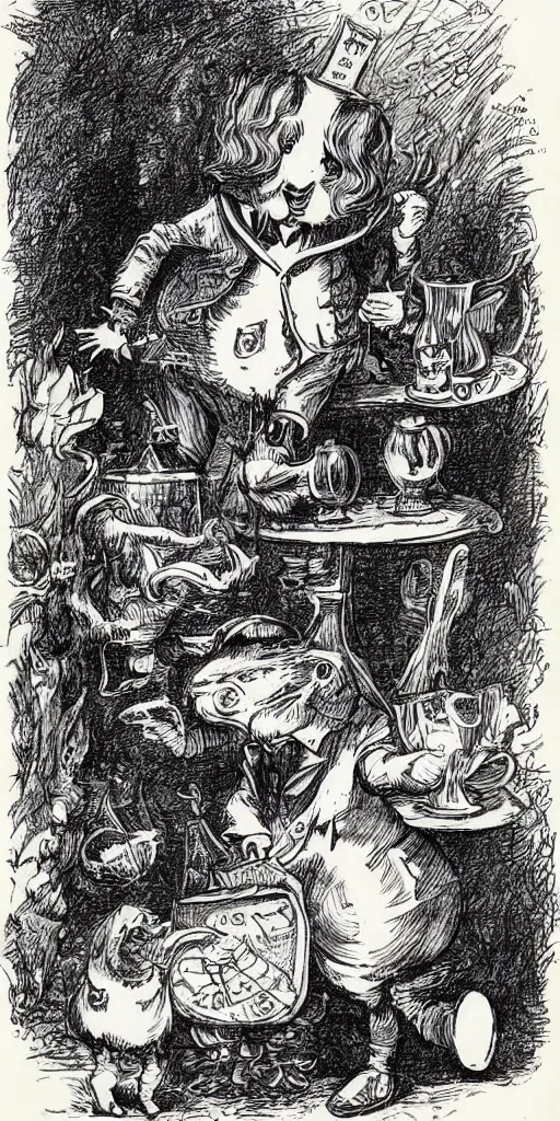 Image similar to Tenniel illustration of Alice in Wonderland Lewis Carrol