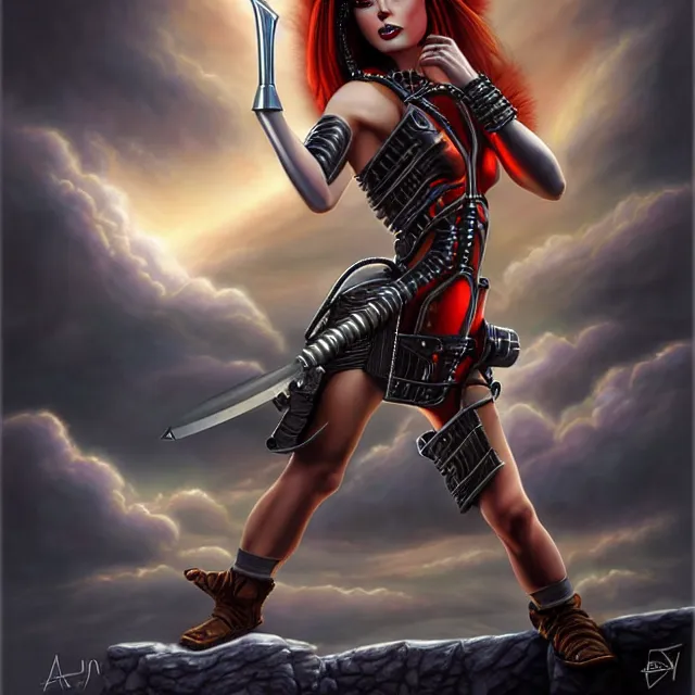 Image similar to atompunk warrior artgerm anne stokes highly detailed 8 k hdr smooth sharp focus high resolution award - winning photo photorealistic