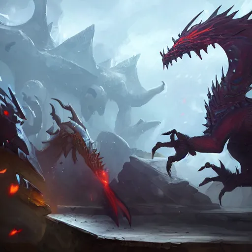 Prompt: fighting a king black dragon in runescape by greg rutkowski