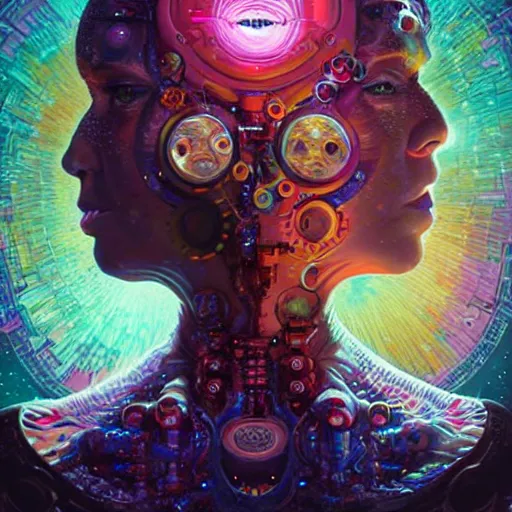 Prompt: lofi fractal cosmic divine biopunk portrait, pixar style, by tristan eaton stanley artgerm and tom bagshaw.