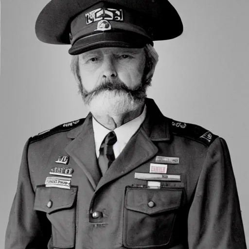 Prompt: 1 9 8 0 s, staticy photo of a civil war veteran