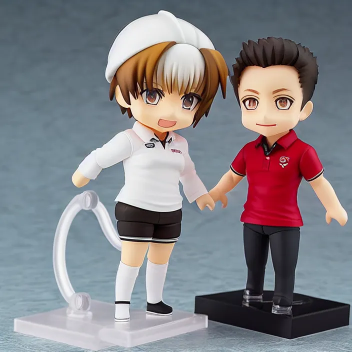 Image similar to a anime nendoroid of elon musk wear white polo and black shoe, car tesla 3, figurine, product photo, detailed