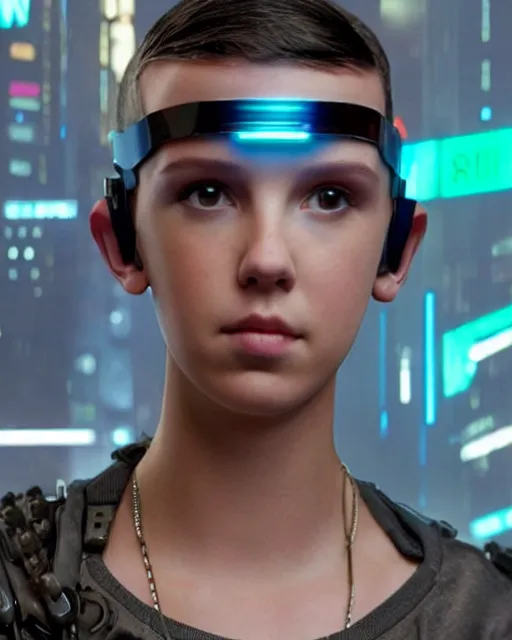 Image similar to Cyberpunk Millie Bobby Brown