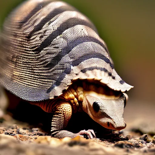 Prompt: a lizzard - armadillo - hybrid, animal photography