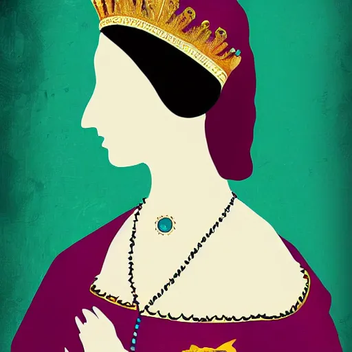 Image similar to avian Anne Boleyn, digital art