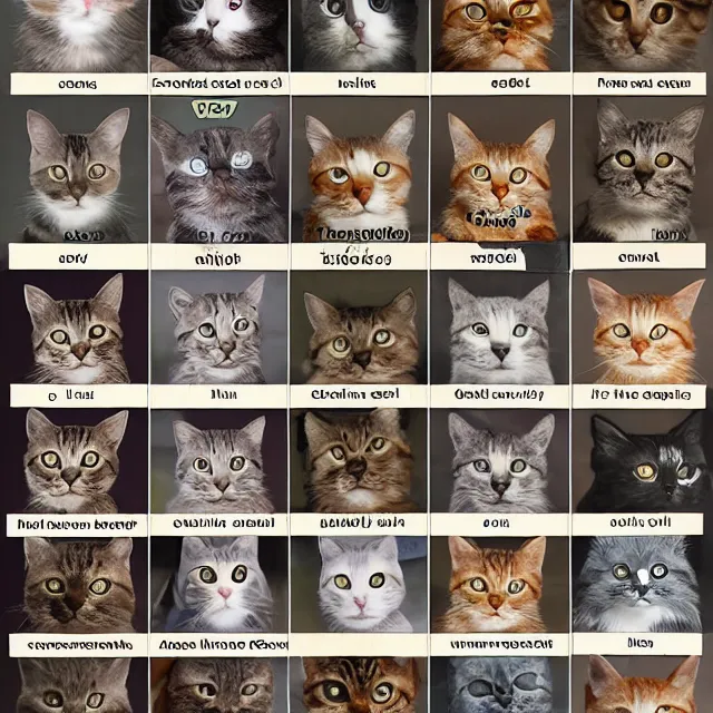 Prompt: alignment chart for cats