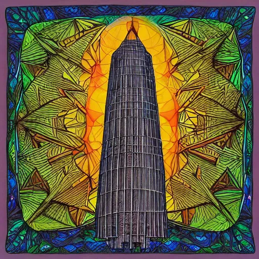 Image similar to ook cover with a drawing of a tower, an album cover by james morrison, instagram contest winner, afrofuturism, biomorphic, trance compilation cd, artwork