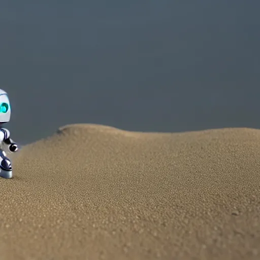 Image similar to a cute little robot consists of sand. super realistic 8 k render of a elegant, cinematic composition