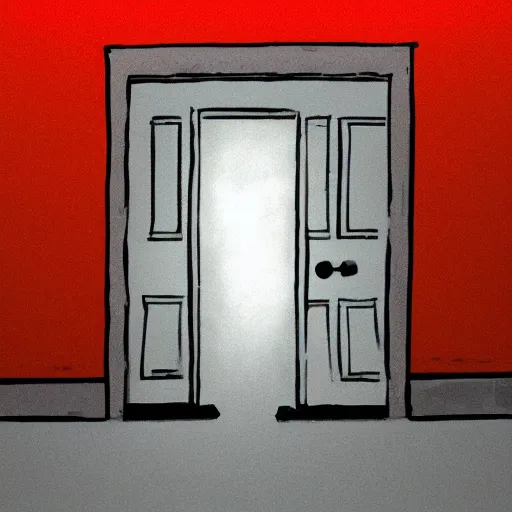 Prompt: a ghost behind a door, dark room