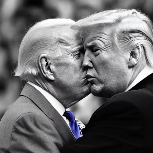 Prompt: joe biden kissing donald trump, photograph