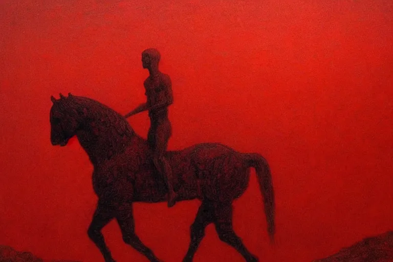 Image similar to only with red, caesar after war, a red tiger, in hoc signo vinces, rome in background, an ancient path, in the style of beksinski, part by hopper, part by rodcenko, part by hofbauer, intricate composition, red by caravaggio, insanely quality, highly detailed, masterpiece, red light, artstation