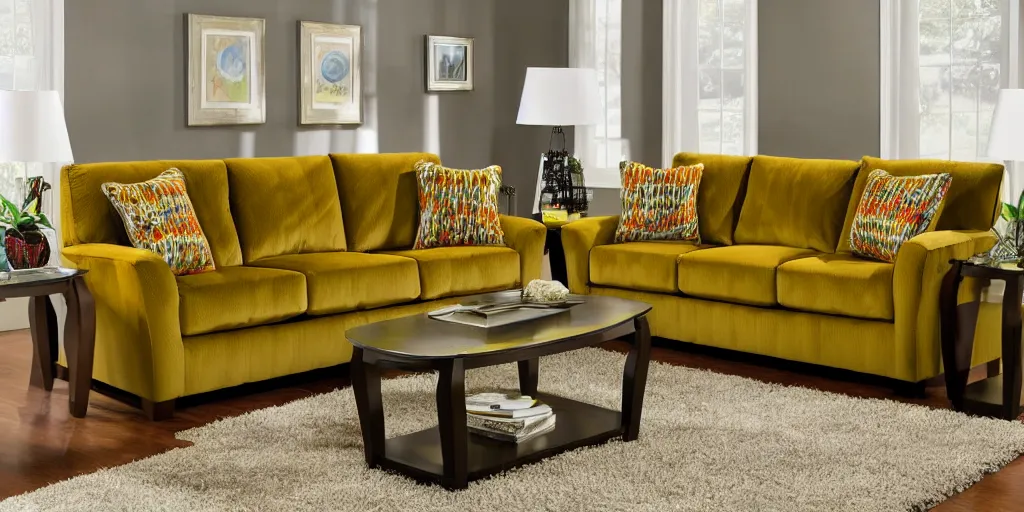 Prompt: beautiful couch in award winning vibrant design, detailed, harmonic colors