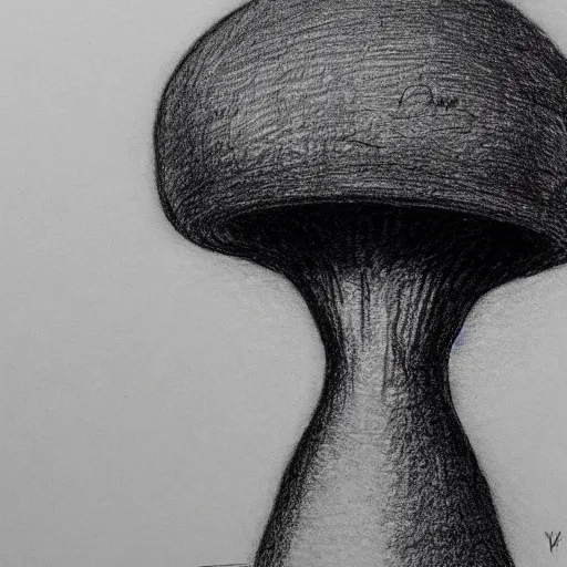 Image similar to vladimir putin wearing a nuclear mushroom cloud for a hat, cartoonish, ultra detailed pencil drawing