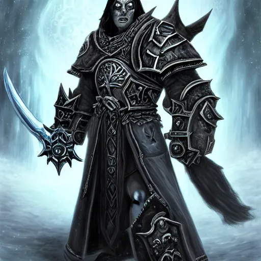 Image similar to world of warcraft lich king gigachad portrait