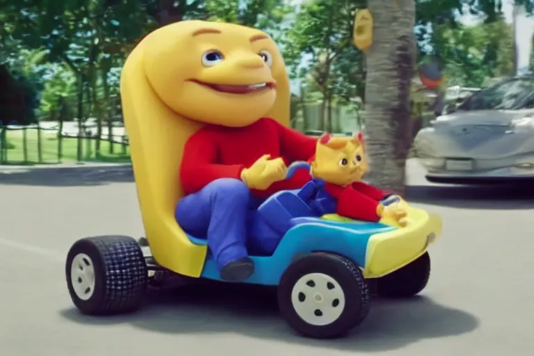 Prompt: vincent d'onofrio as kingpin driving a little tikes cozy coupe, movie still, from the new daredevil movie, 8 k, realistic