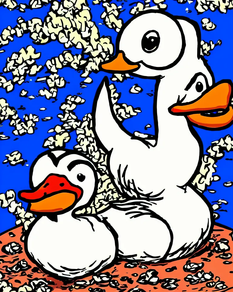 Image similar to a cute duck, art style ben garrison!!!!!!!!!!!!!!!! drawn by ben garrison, iconic, masterpiece, ornate and detailed, cartoon