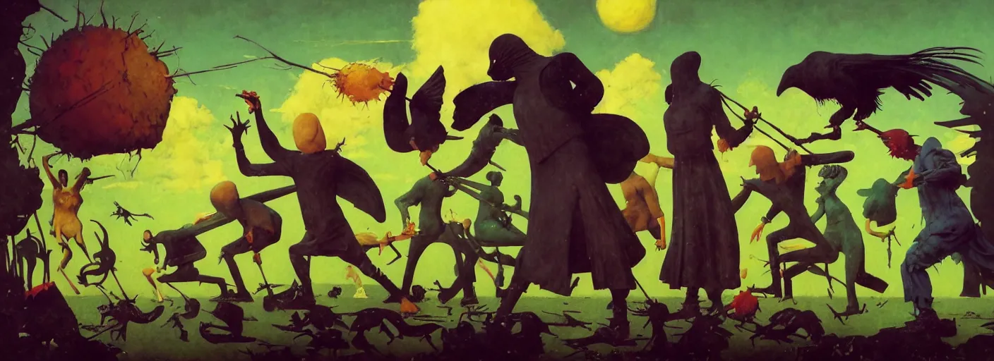 Image similar to full - body surreal colorful clay fighting crow rpg character concept art anatomy, action pose, very coherent and colorful high contrast masterpiece by norman rockwell franz sedlacek hieronymus bosch dean ellis simon stalenhag rene magritte gediminas pranckevicius, dark shadows, sunny day, hard lighting, reference sheet white! background