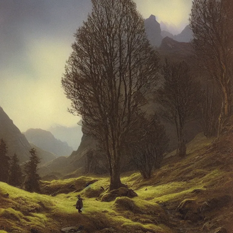 Image similar to Hiking in the Scottish Highlands. Carl Gustav Carus.