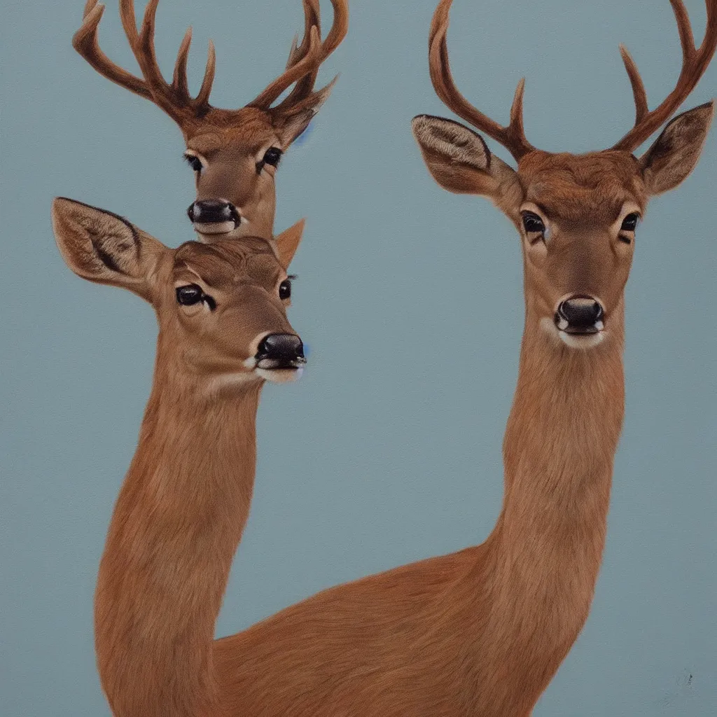 Image similar to a calming painting of a deer. deer portrait. symmetric. trending on artstation