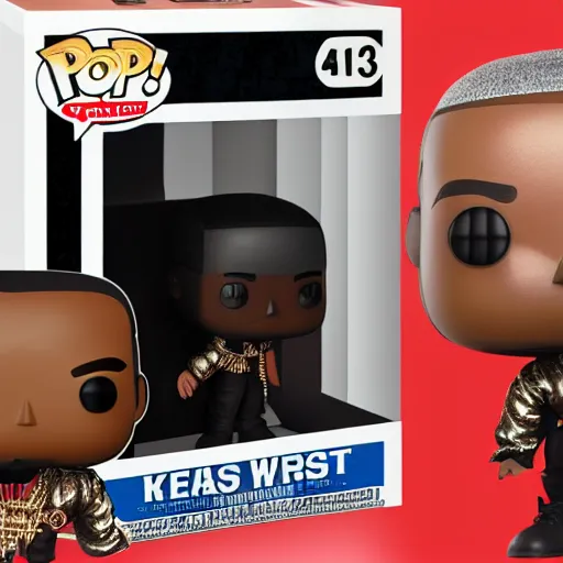 Image similar to kanye west [ holding a grimes funko pop ]!!, trending on artstation, 4 k photorealism, 4 k quality